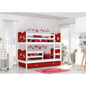 ArtAJ Detská poschodová posteľ Max Farba: biela / červená, Prevedenie: s matracom