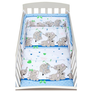 2-dielne posteľné obliečky New Baby 100/135 cm modré so sloníky