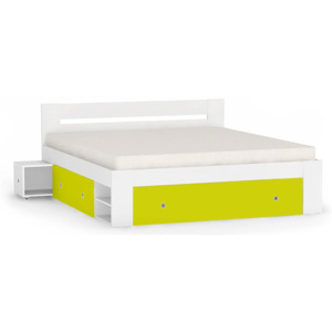 DREVONA09 Manželská posteľ biela + zelená 180 cm LARISA