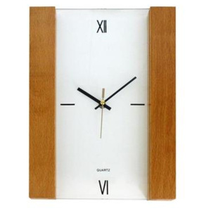 TORO Nástenné hodiny obdĺžnik s dreveným rámom, 30 x 22,3 x 2,8 cm