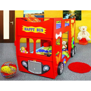 Artplast Detská poschodová posteľ Happy Bus červený
