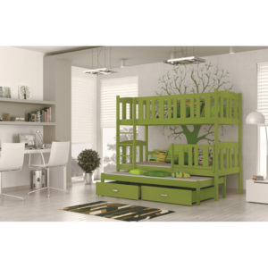 ArtAJ Detská poschodová posteľ Kubuš 3 Farba: Zelená