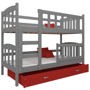 ArtAJ Detská poschodová posteľ Defi Farba: sivá/červená, Prevedenie: s matracom