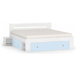 DREVONA09 Manželská posteľ biela + modrá IceBlue 180 cm LARISA
