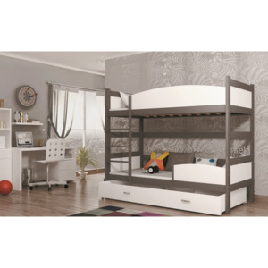 ArtAJ Detská poschodová posteľ Twist / sivá - MDF Farba: Sivá / biela