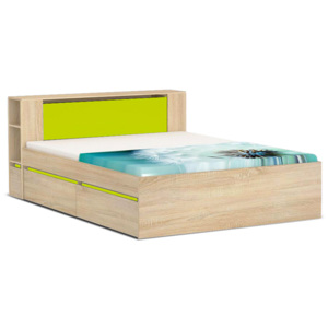 DREVONA09 Manželská posteľ dub bard/zelená 160 cm REA AMY