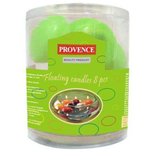 Provence Sviečky plávajúce 8 ks, svetlozelená, 4,3 x 2,8 cm