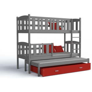 ArtAJ Detská poschodová posteľ Kubuš 3 Farba: sivá/červená