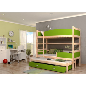 ArtAJ Detská poschodová posteľ Twist 3 / borovica Farba: Borovica / zelená
