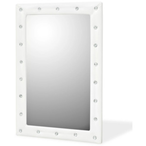Nástenné zrkadlo z lesklej umelej kože, 60x90 cm, biele
