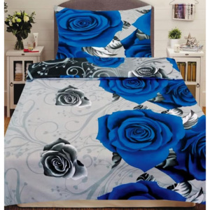 HoD Obliečky Modré Ruže Dvojstranné Bavlna Hladká 70×90 140x200 cm
