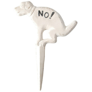 Biela liatinová zapichovacia ceduľka s motívom psa Esschert Design