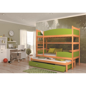 ArtAJ Detská poschodová posteľ Twist 3 / jelša Farba: jelša / zelená
