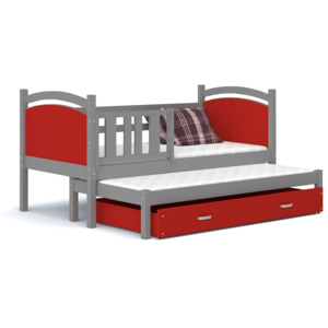 ArtAJ Detská posteľ Tami P2 / color Farba: sivá/červená, Prevedenie: s matracom