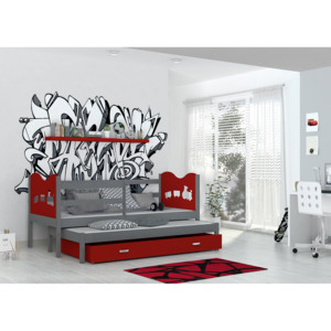 ArtAJ Detská posteľ max P2 1848 Farba: sivá/červená, Prevedenie: s matracom