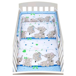 3-dielne posteľné obliečky New Baby 90/120 cm modré so sloníky