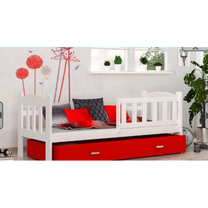 ArtAJ Detská posteľ Tedi 1607 (1 zásuvka) Farba: biela / červená, Prevedenie: s matracom