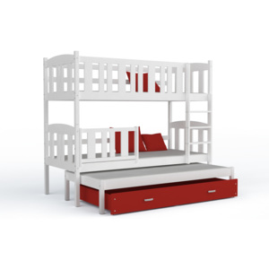 ArtAJ Detská poschodová posteľ Kubuš 3 Farba: biela / červená