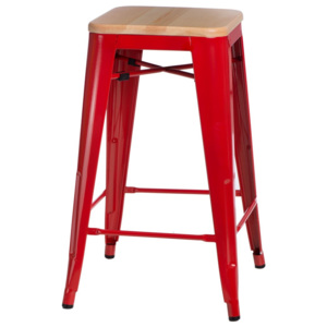 Design2 Barová stolička Paris Wood 75cm červená sosna prírodné