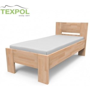 Kvalitná posteľ z masívu NIKOLETA s plným čelom Veľkosť: 210 x 120 cm, Materiál: BUK morenie mahagón