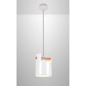 Mantra CUBE | dizajnová biela visiaca lampa s drevom Rozmer: 19 cm