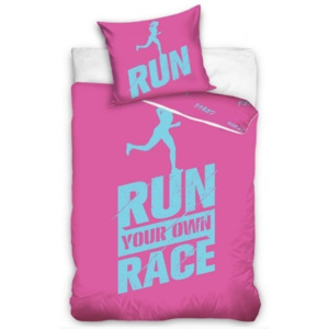 Obliečky Licenčné perkálové Run Race Ružové 140x200