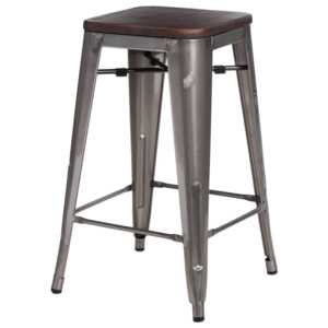 Design2 Barová stolička Paris Wood 65cm kovová sosna orech