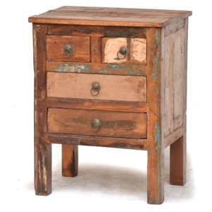 SB Orient Komodka / nočný stolík z antik teakového dreva, "GOA" štýl, 51x39x66cm