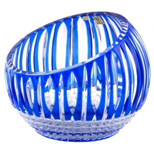 Krištáľová váza Denver, farba modrá, výška 200 mm