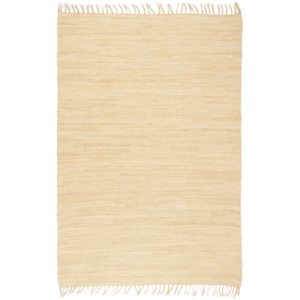 Ručne tkaný koberec Chindi, bavlna 80x160 cm, krémový