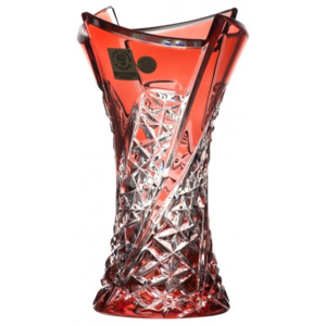 Krištáľová váza Fan, farba rubínová, výška 155 mm