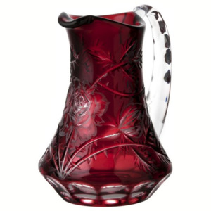 Krištáľový džbán Ruža, farba rubínová, objem 950 ml