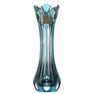 Krištáľová váza Lotos I, farba azúrová, výška 155 mm