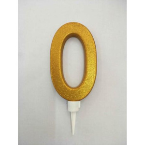 Tortová sviečka číslica "0" TORO zapichovacia 16cm, zlatá