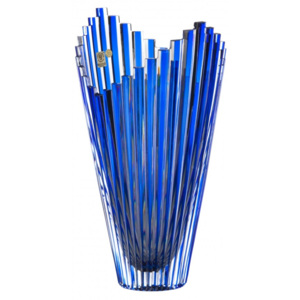Krištáľová váza Mikado, farba modrá, výška 310 mm