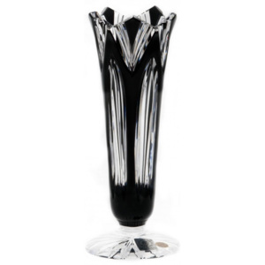 Krištáľová váza Lotos, farba čierna, výška 175 mm