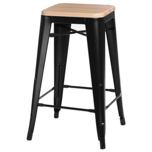 Design2 Barová stolička Paris Wood 75cm čierna sosna prírodné