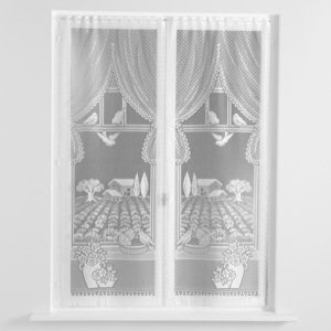 Blancheporte Rovné vitrážové záclonky, levandule, sada 2 ks biela 44x160cm