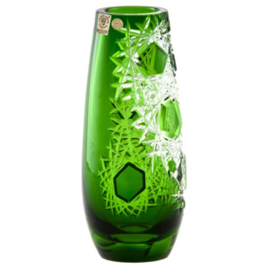 Krištáľová váza Frost, farba zelená, výška 205 mm