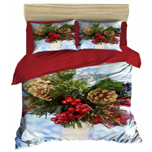 Vianočné obliečky na dvojlôžko s plachtou Mattia, 160 × 220 cm