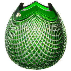 Krištáľová váza Quadrus, farba zelená, výška 280 mm