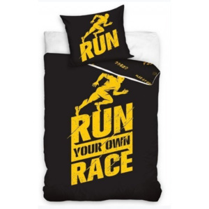 Obliečky Licenčné perkálové Run Race Čierne 140x200