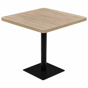 Bistro stolík, MDF a oceľ, štvorcový, 80x80x75 cm, dubová farba