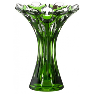 Krištáľová váza Flamenco, farba zelená, výška 250 mm