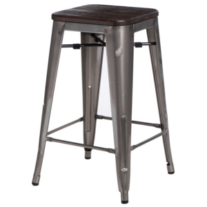 Design2 Barová stolička Paris Wood 65cm kovová sosna kartáčovaná