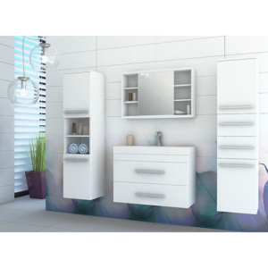 Kúpeľňová zostava + umývadlo KOLI, biela/biely lesk
