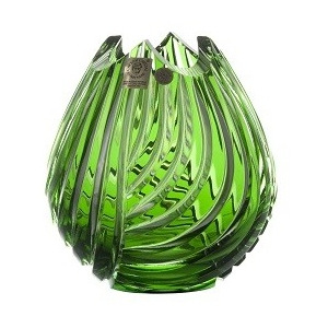 Krištáľová váza Linum, farba zelená, výška 135 mm