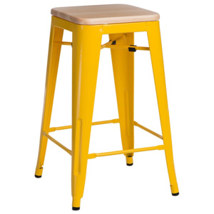 Design2 Barová stolička Paris Wood 65cm žltá sosna prírodné