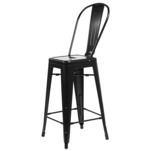 Design2 Barová stolička Paris Back čierna inšpirovaná Tolix