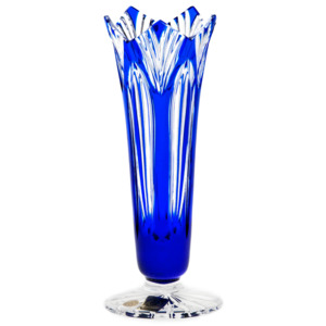 Krištáľová váza Lotos, farba modrá, výška 175 mm